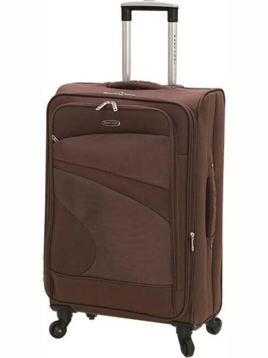 Bartuggi 151-13239 Medium Fabric Brown Suitcase With 4 Wheels Height 68cm