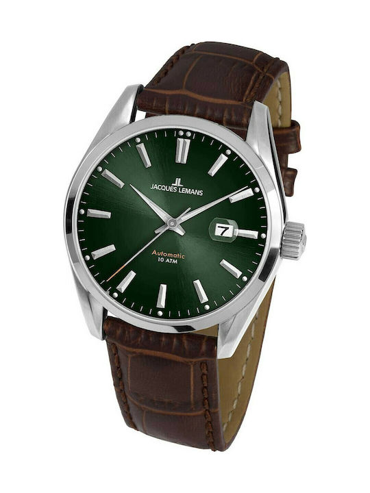 Jacques Lemans Derby Ανδρικό Ρολόι 42mm Μπαταρίας με Καφέ Δερμάτινο Λουράκι