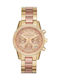 Michael Kors Ritz Watch Chronograph with Pink Gold Metal Bracelet