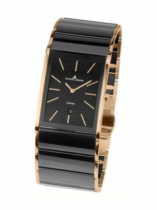 Jacques Lemans Dublin Ανδρικό Ρολόι 28mm Μπαταρίας με Μαύρο Μεταλλικό Μπρασελέ