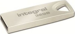 Integral Metal Arc 32GB USB 2.0 Stick Ασημί