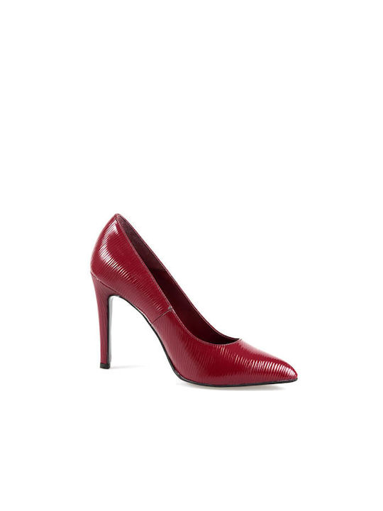 Dizi Pointed Toe Stiletto Burgundy High Heels 1...