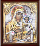 Icoana Fecioara Maria din Ierusalim Icoana de argint (placată cu aur) 18x15cm