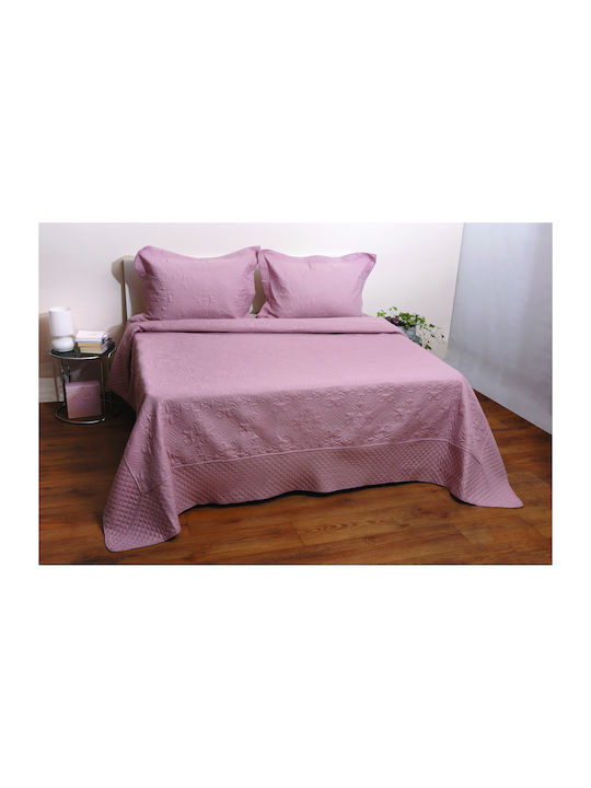 Anna Riska Olivia Set Coverlet Queen Size Microfiber Blush Pink 220x240cm 3pcs