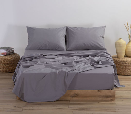 Nef-Nef Homeware Super-Doppel 160x200+30cm mit Gummizug Basic 726 Light Grey
