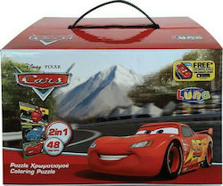 Детски Пъзел Πάζλ Χρωματισμού Cars 2 in 1 48бр Luna