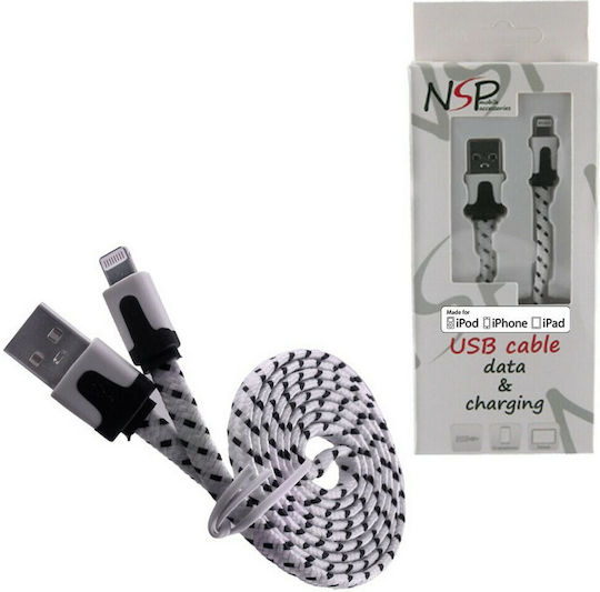 Volte-Tel Braided Flat USB to Lightning Cable Λευκό 1m (8135859)