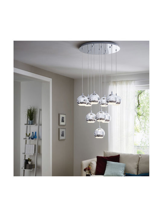 Eglo Conesa Pendant Light Silver for 10 Bulbs GU10 58cm
