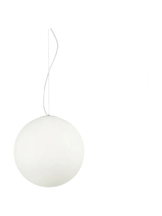 Ideal Lux Mapa Bianco SP1 D40 Μοντέρνο Κρεμαστό Φωτιστικό Μονόφωτο Μπάλα με Ντουί E27 σε Λευκό Χρώμα