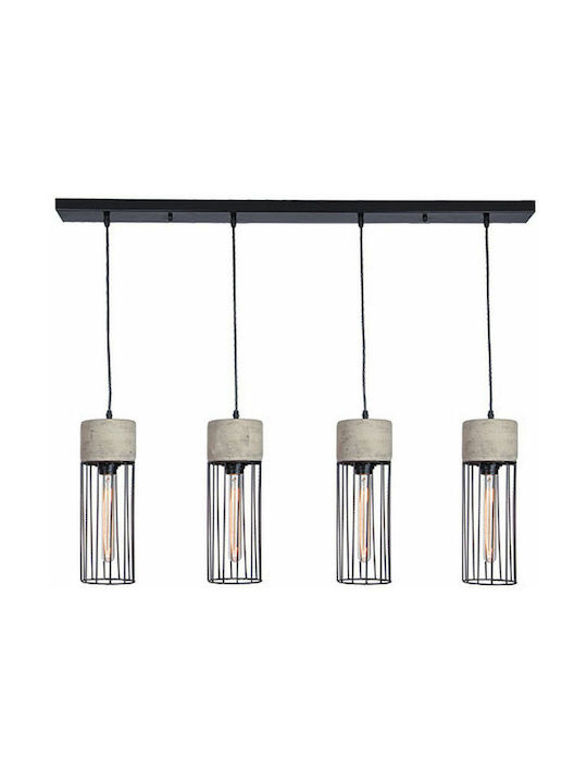 Zambelis Lights Pendant Chandelier Rail for 4 Bulbs E27 Black