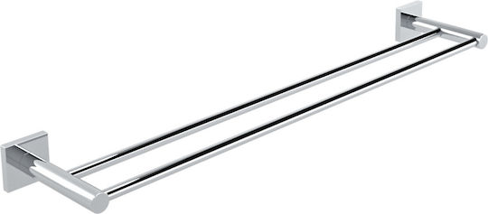 Verdi Delta Ράγα Μπάνιου Διπλή Επιτοίχια με Βίδες ​60x10.5cm Ασημί