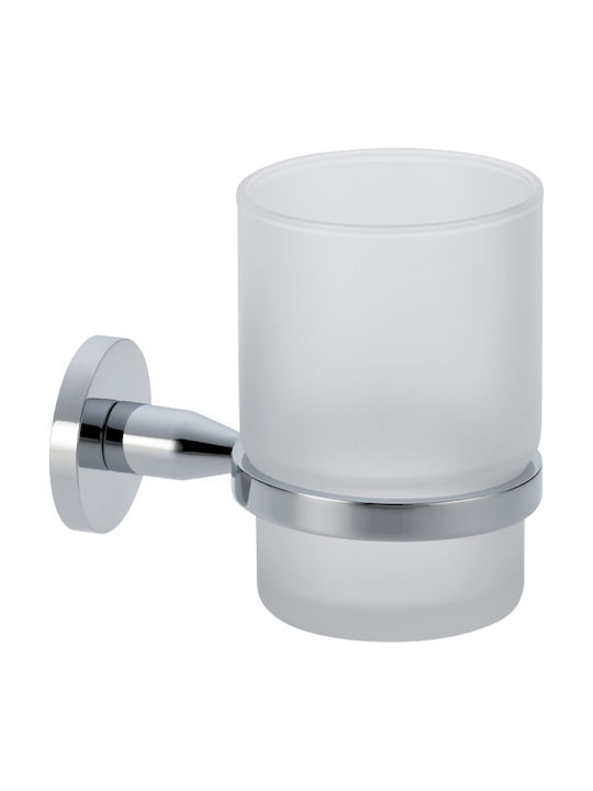 Verdi Sigma Glass Cup Holder Wall Mounted Silver