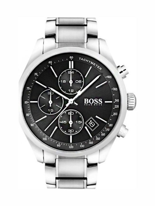 Boss Grand Prix Herrenuhr 44mm Chronograph Batterie mit Silber Metallarmband