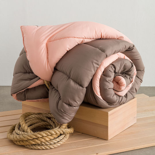 Vesta Home Πάπλωμα Μονό 160x230εκ. Micro Καφέ-Μπεζ 300 GSM 12.5 togs
