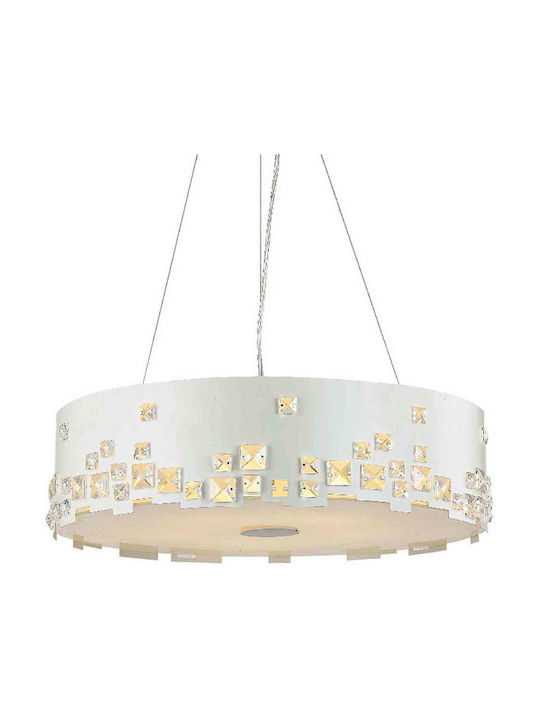 Aca Pendant Light Three-Light with Crystals for Socket E27 White