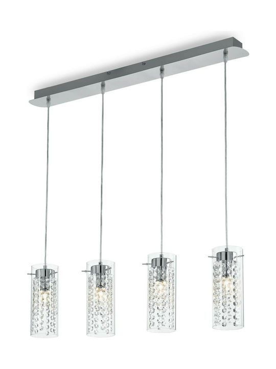 Ideal Lux Iguazu SP4 Pendant Chandelier Rail for 4 Bulbs E14, E.14 Gray