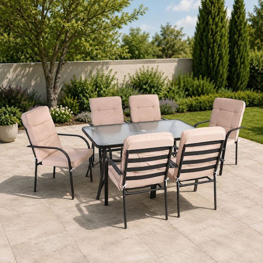 Astor 7 Pieces Outdoor Dining Set Anthracite with Pillows E5151 S1