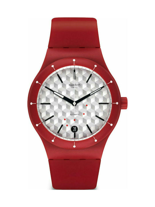 Swatch Sistem Corrida Uhr Automatisch mit Rot Kautschukarmband