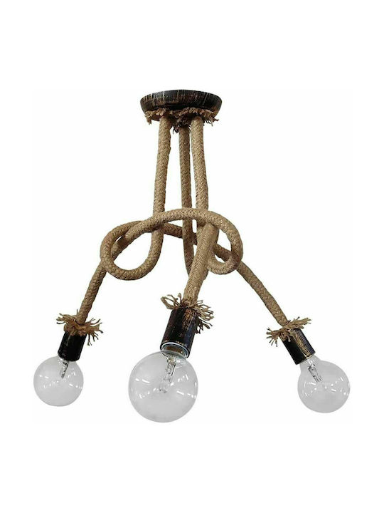 Heronia Plex 3/L Rope Подвесно осветление Три светлини с въже за гнездо E27 Черно