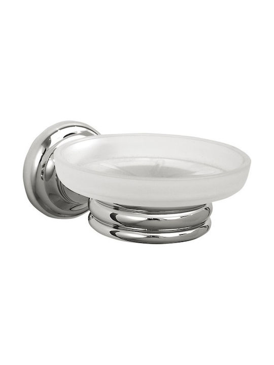 Verdi Retro Wandmontiert Seifenschale Glas Silber