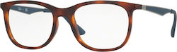 Ray Ban Plastic Eyeglass Frame Brown Tortoise RB7078 5599