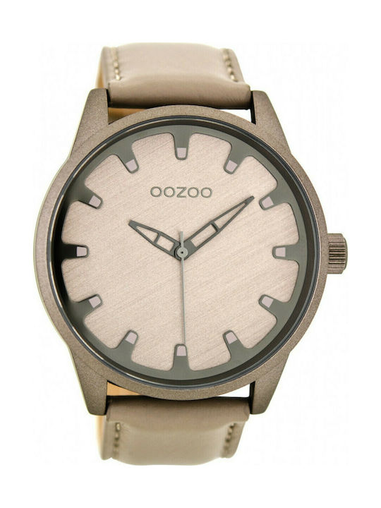 Oozoo Uhr Batterie mit Beige Lederarmband C8546