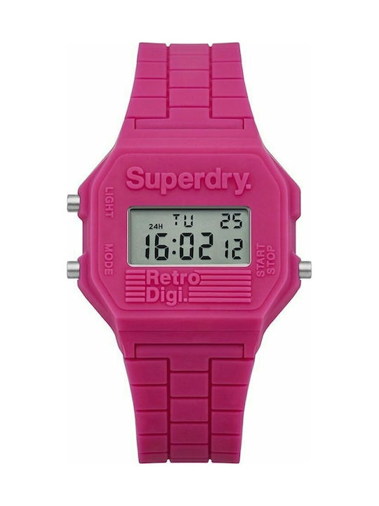 Superdry Retro Digital Ceas cu Roz Curea de Cau...