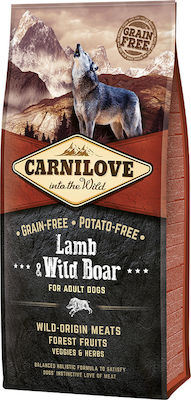 Carnilove Lamb & Wild Boar Adult 12kg Hrană Uscată fără Cereale pentru Câini Adulți cu Miel și Carne de porc