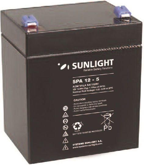 SunLight SPA 12-5 Батерия UPS с Капацитет 5Ah и Напрежение 12V