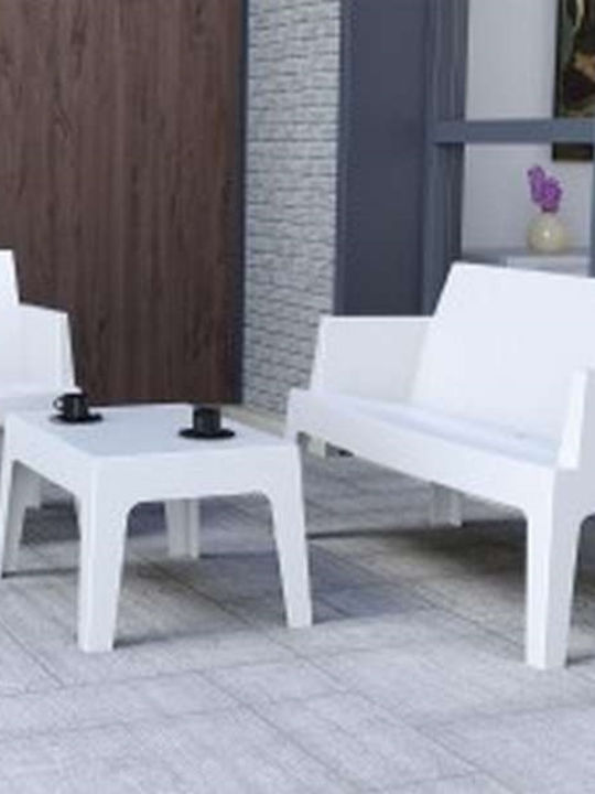 Box Sitting Room Outdoor Free Standing Polypropylene Table White 70x50x43cm