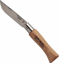 Opinel Νo.4 Inox Taschenmesser Braun mit Klinge aus Rostfreier Stahl