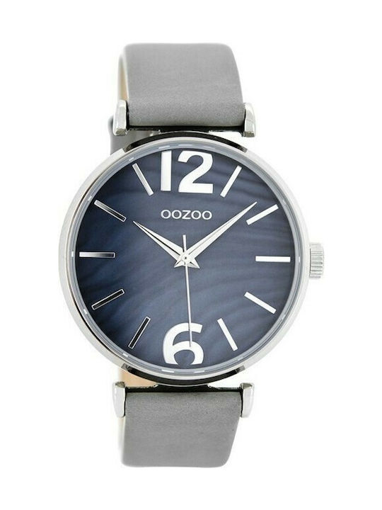 Oozoo Timepieces Watch Battery with Gray Leather Strap