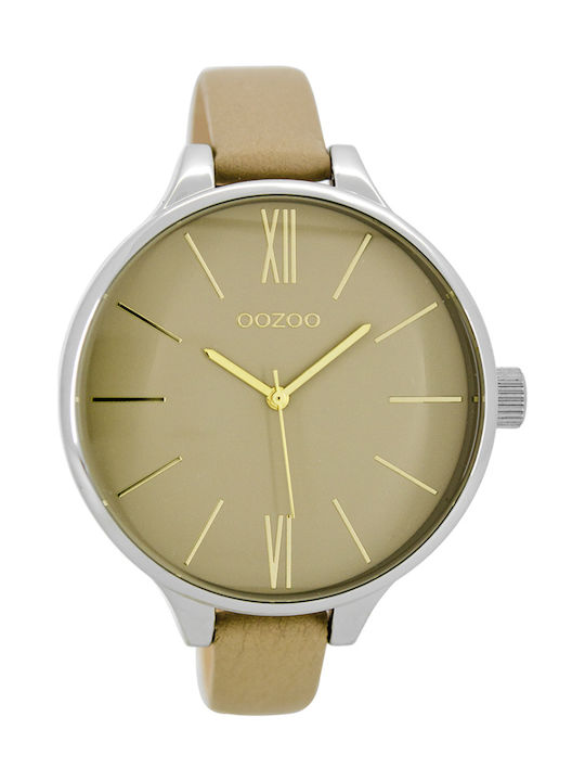 Oozoo Timepieces Watch with Beige Leather Strap