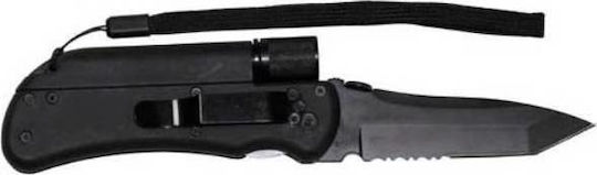 Fox Jack Lamp / Whistle / Fire Starter Pocket Knife Black in Sheath