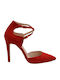 S.Piero Red Suede Pumps mit Riemchen Rot