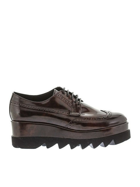 Keep Fred Funky Castagna Oxfords Flatform pentru femei în Maro Culore BBD-500-CASTAGNA