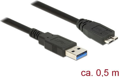 DeLock Regulär USB 3.0 auf Micro-USB-Kabel Schwarz 0.5m (85071) 1Stück