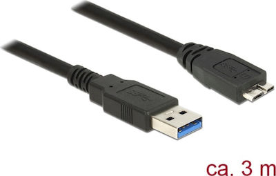 DeLock Regular USB 3.0 to micro USB Cable Μαύρο 3m (85075)