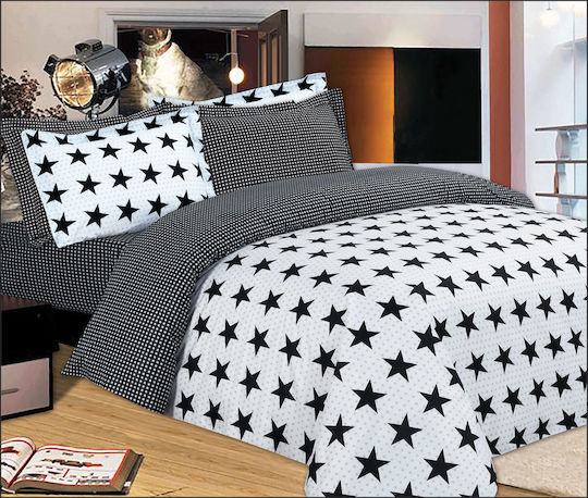 Le Blanc Premium Oxford Star Bed Sheets Super-Double 245x280cm Black Set of 4