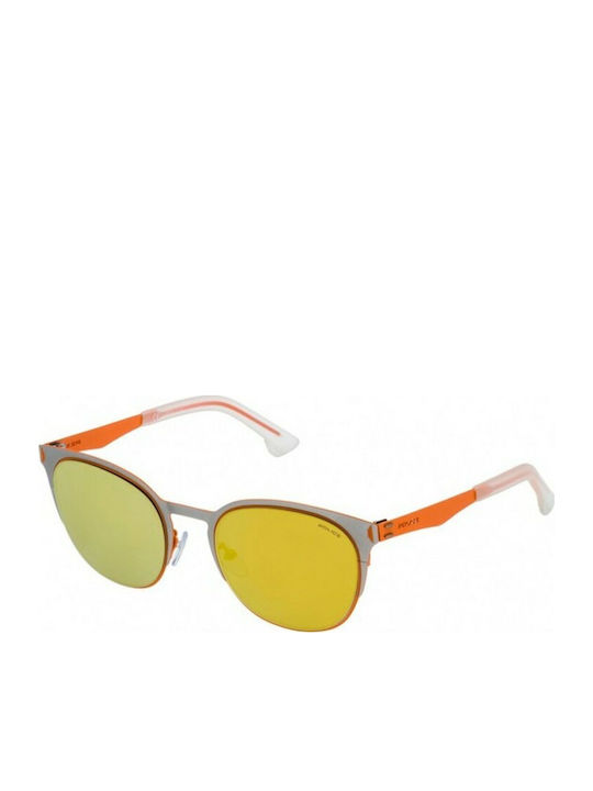 Police Flow 3 Women's Sunglasses with Silver Metal Frame and Orange Mirror Lens SPL341S34G