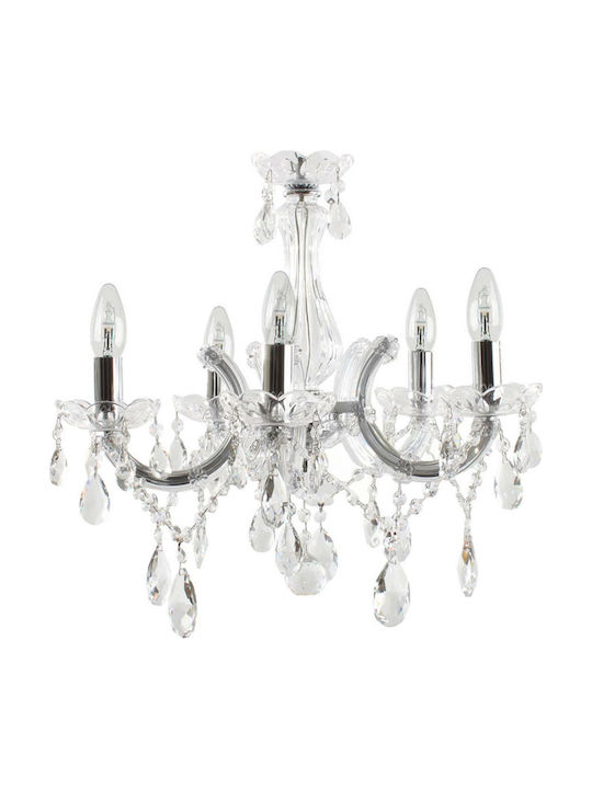 Inart Chandelier Candlestick 5xE14 Transparent 3-10-917-0026