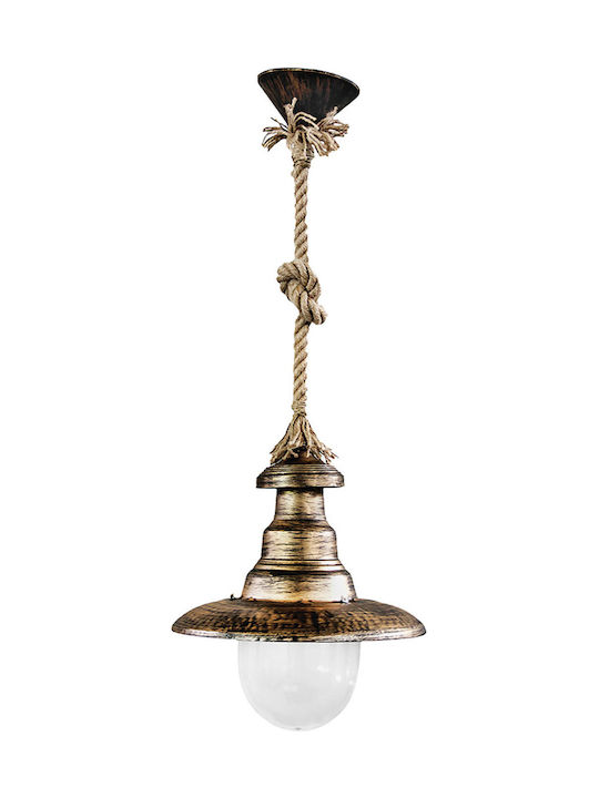 Heronia FLP-100K Pyrofani Μπρονζέ Pendant Lamp with Rope E27 Bronze