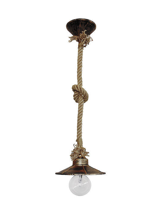 Heronia LP-150K K Rope 1/L Hängende Deckenleuchte Einfaches Licht mit Seil für Fassung E27 Bronze