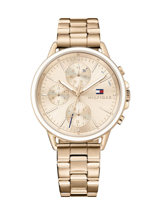 Tommy Hilfiger Carly Damen Uhr Chronograph mit Rose Gold Metallarmband