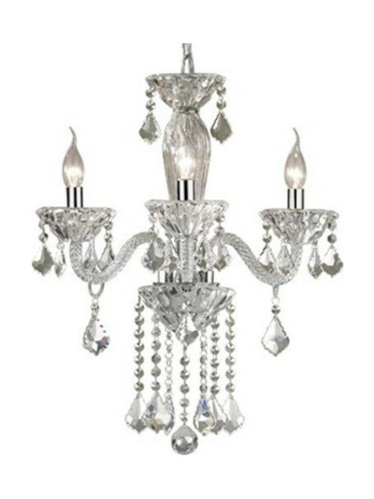 Ideal Lux Chandelier Candlestick 3xE14 Transparent 48cm 034706