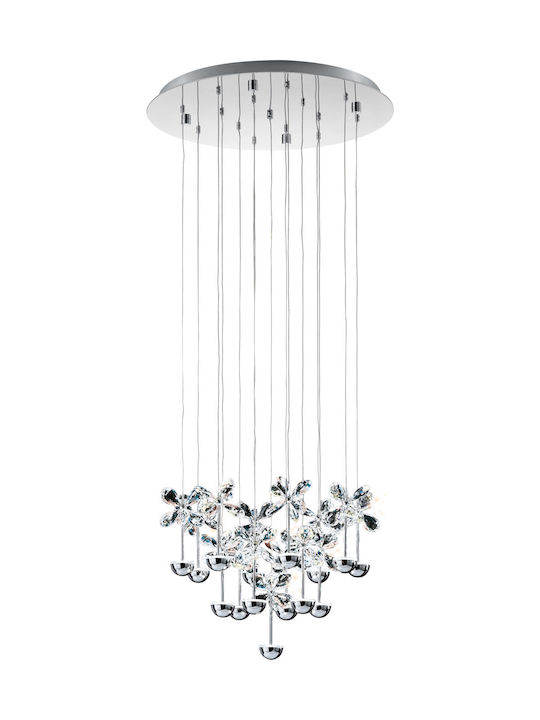 Eglo Pianopoli Pendant Light Silver LED with Warm White Light with Crystals 50x50cm