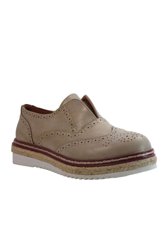 Γυναικεία Flatform Oxfords σε Χρυσό Χρώμα