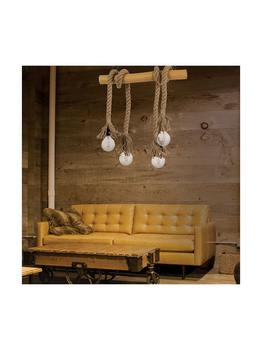 Inlight Pendant Light Brown with Rope for 4 Bulbs E27 28x60x33cm