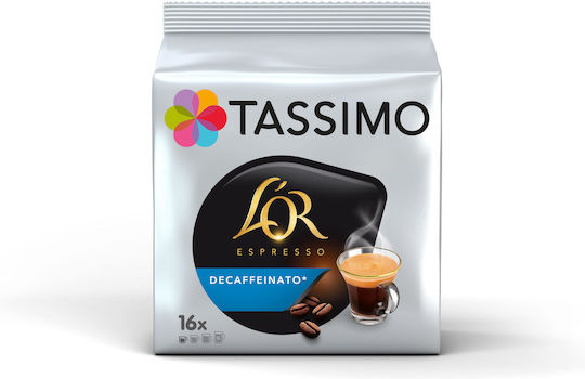 Tassimo Κάψουλες Espresso L'Or Espresso Decaffeinato Decaffeine Συμβατές με Μηχανή Tassimo 16caps