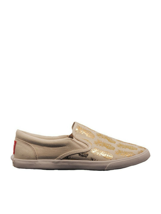 BUCKETFEET SCHUH DAMEN WEISS SLIP ON 20110-0102 ANANAS